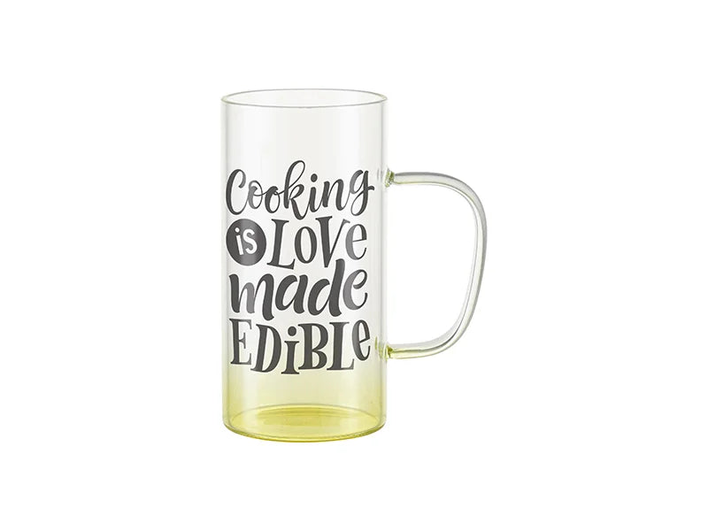 22oz/650m Glass Mug(Clear, Gradient Yellow)