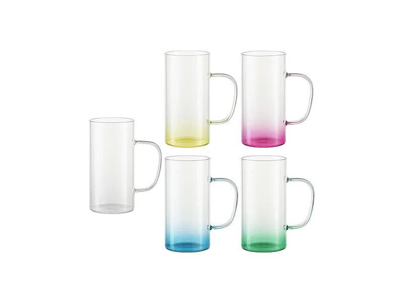 22oz/650m Glass Mug(Clear, Gradient Blue)