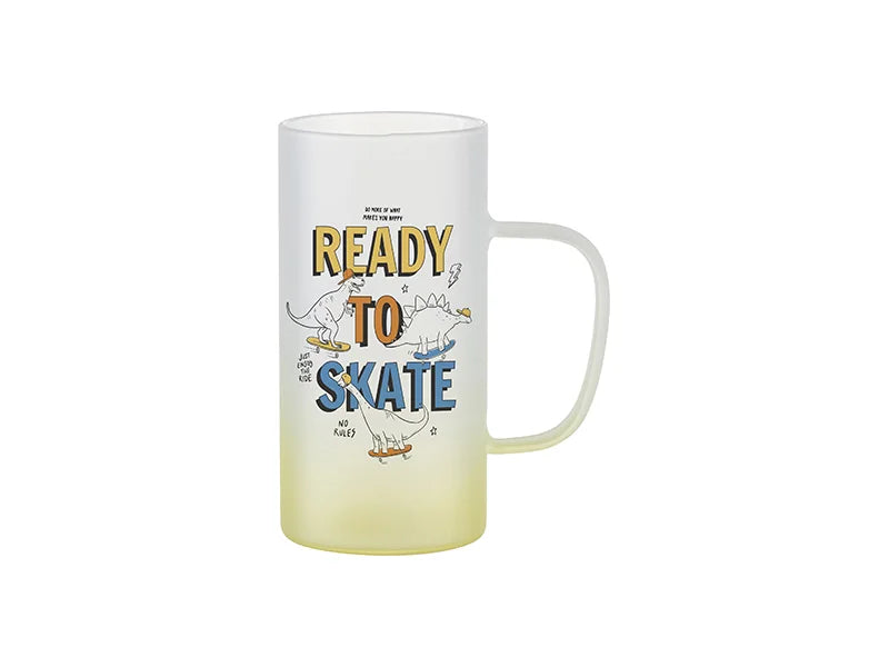 22oz/650m Glass Mug(Frosted, Gradient Yellow)