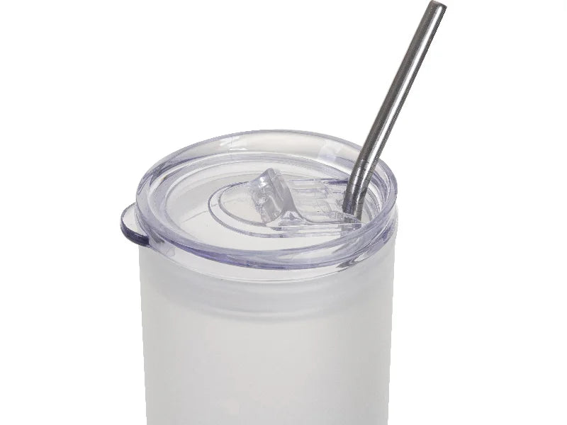 Sublimation Blanks 25oz/750ml Glass Skinny Tumbler with Plastic Straw&Lid (Frosted, Gradient Light Blue)