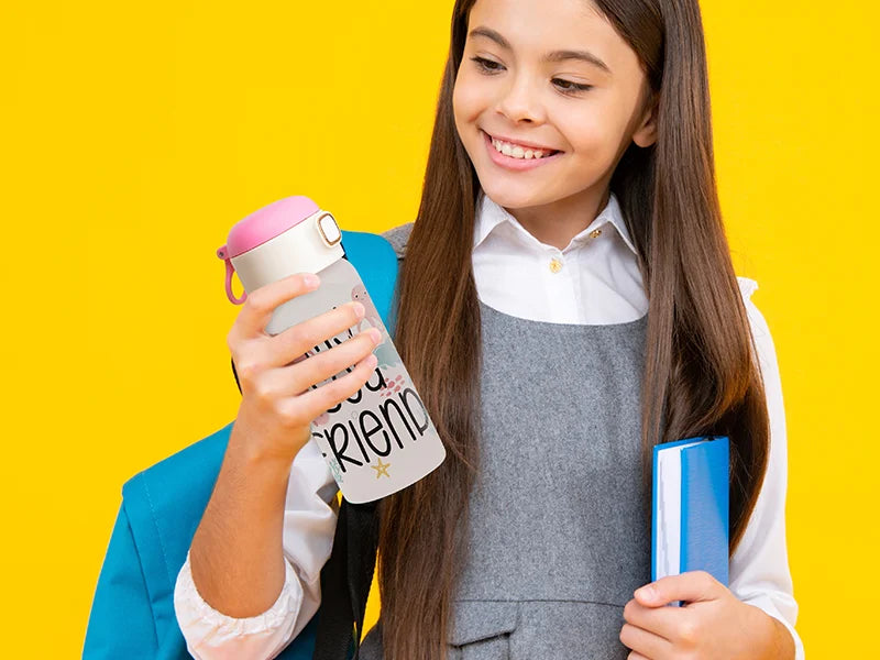 Sublimation 15oz/450ml Frosted Kids Glass Bottle with Pink Pop-up Straw Lid