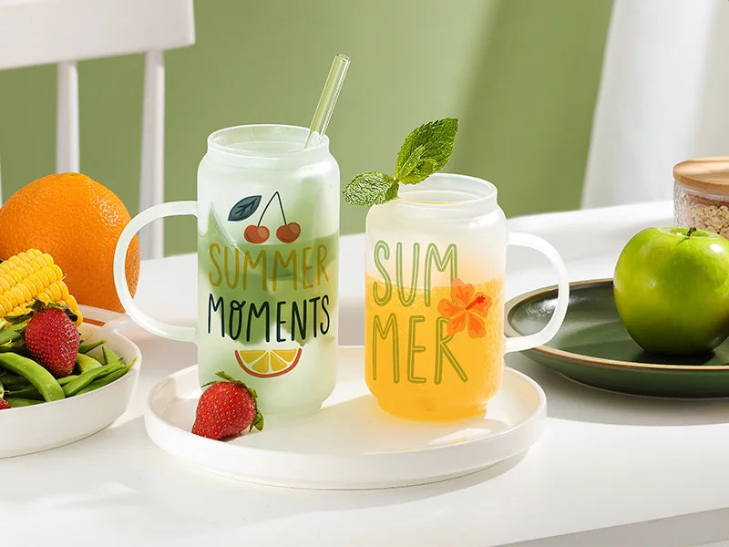 Sublimation Blanks 13oz/400ml Clear Can Glass Mug w/ Handle