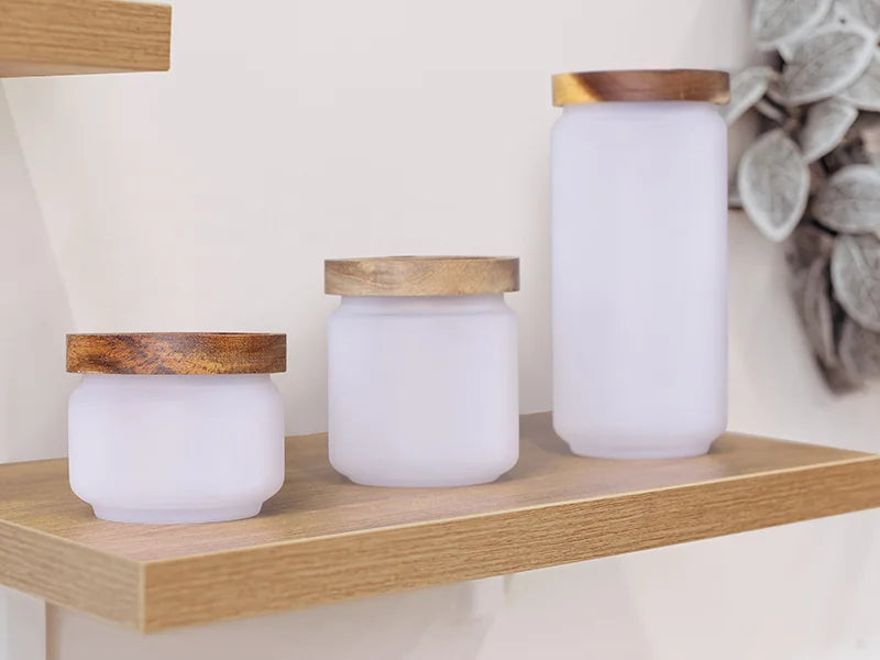 Sublimation Blanks 950ml Glass Storage Jar w/ Wood Lid
