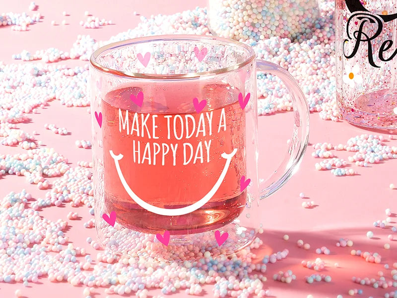 Sublimation Blanks 11oz/330ml Double Layer Glass Mug(Clear)