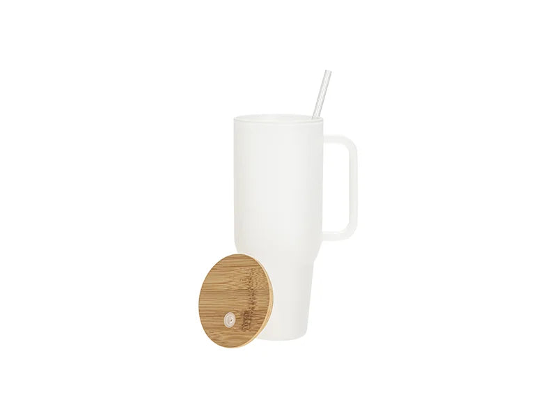 Sublimation Blanks 40oz/1200ml Glass Travel Tumbler with Lid & Straw(Frosted)