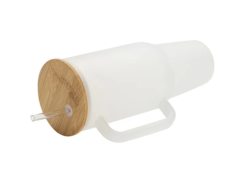 Sublimation Blanks 40oz/1200ml Glass Travel Tumbler with Lid & Straw(Frosted)