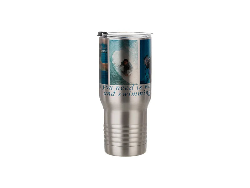 Sublimation Blanks 22oz/650ml Stainless Steel Tumbler w/ Ringneck Grip(Silver)