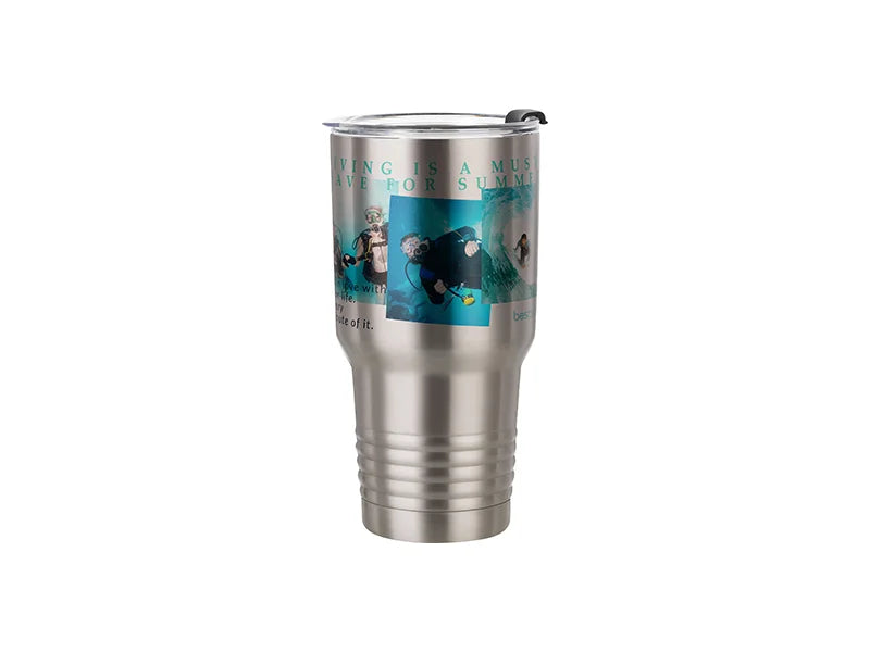 Sublimation Blanks 30oz/900ml Stainless Steel Tumbler w/ Ringneck Grip(Silver)