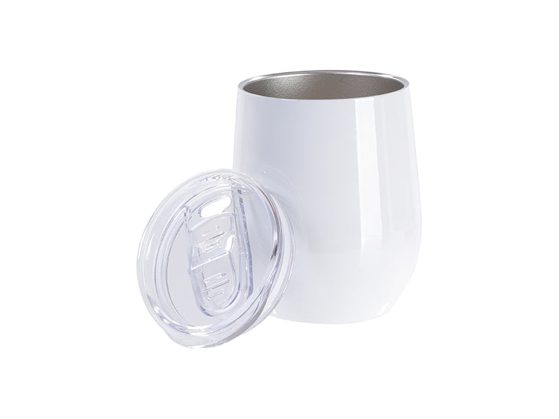 Sublimation Blanks 9oz/260ml Stainless SteelStemless Wine Cup w/ SlideLid (White)