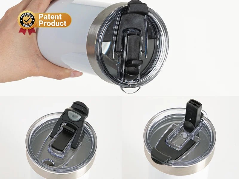 Sublimation Blanks 18oz/550ml Stainless Steel Travel Tumbler with Flip Lid (White)