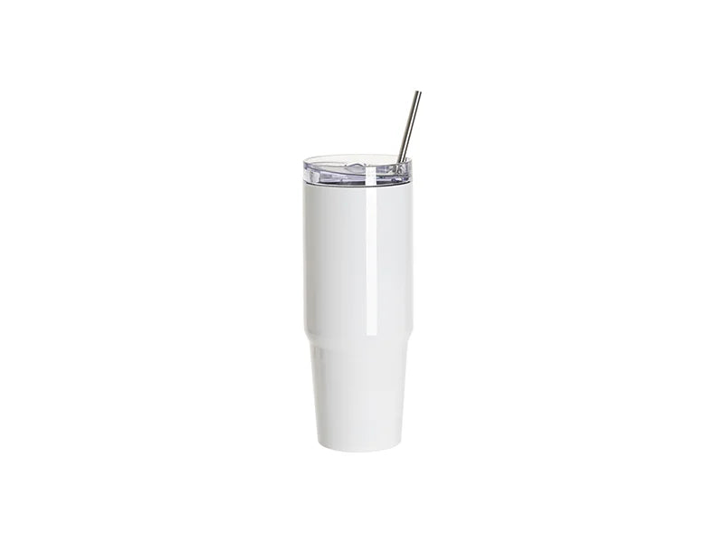 Sublimation Blanks 30oz/900ml Stainless Steel Travel Tumbler with Lid & Straw(White)