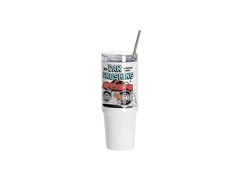 Sublimation Blanks 30oz/900ml Stainless Steel Travel Tumbler with Lid & Straw(White)