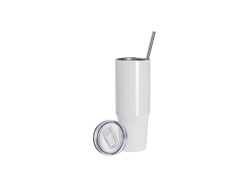 Sublimation Blanks 36oz/1080ml Stainless Steel Travel Tumbler with Lid & Straw(White)