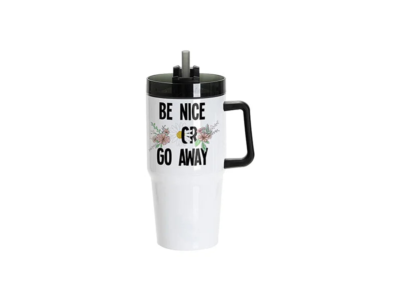Sublimation Blanks 20oz/600ml Stainless Steel Travel Tumbler with Lid & Straw(White)
