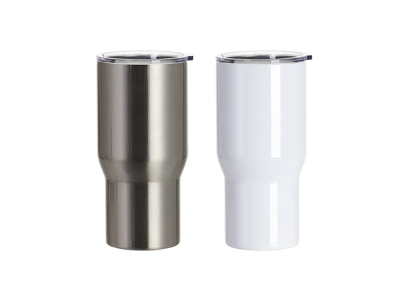 Sublimation Blanks 22oz/650ml Stainless Steel Travel Tumbler with Clear Flat Lid (Silver)