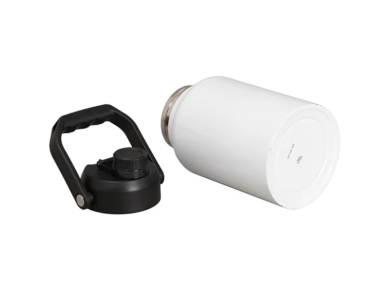 64oz/2000ml Sublimation Stainless Steel Tumbler w/ Black Portable Lid(White)