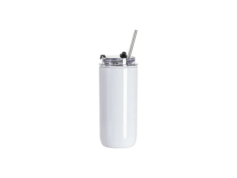 Sublimation 17oz/500ml Stainless Steel Tumbler with Flip Lid & Straw(White)