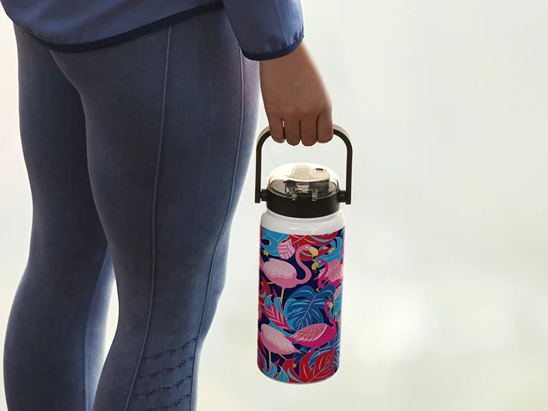 Sublimation Blanks 42oz/1250ml Stainless Steel Tumbler w/ Wide Mouth & Black Portable Straw Lid(White)
