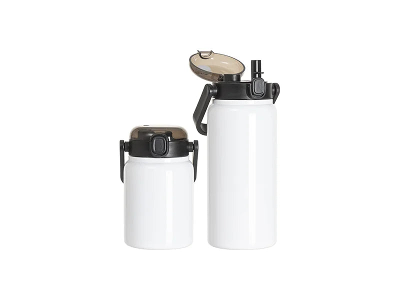 Sublimation Blanks 25oz/750ml Stainless Steel Tumbler w/ Wide Mouth & Black Portable Straw Lid(White)