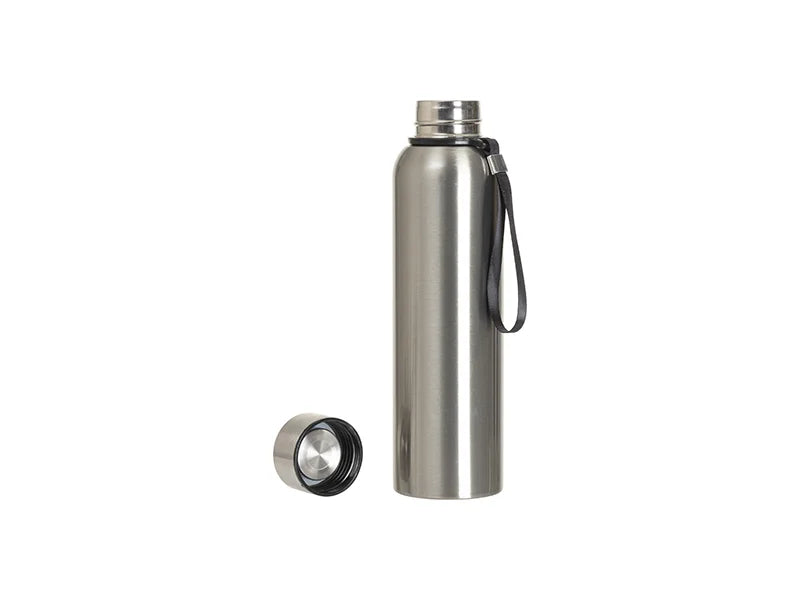 Sublimation Blanks 20oz/600ml Stainless Steel Bottle w/ Black Portable String (Silver)
