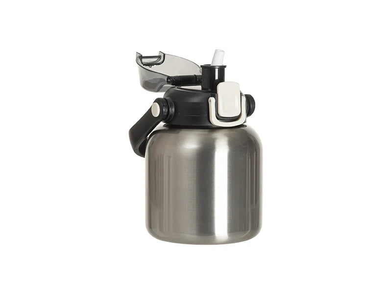 Sublimation Blanks 27oz/800ml Stainless Steel Travel Bottle w/ Black Portable Straw Lid & Handle (Silver)