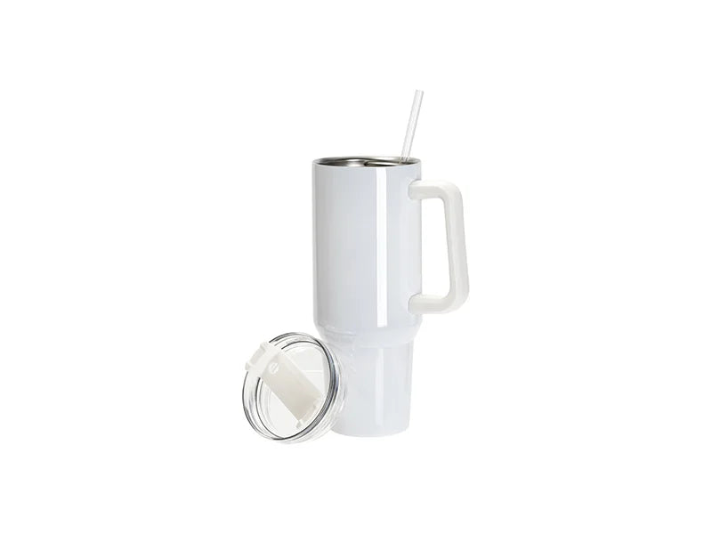 Sublimation Blanks 40oz 1200ml Stainless Steel White Travel Tumbler with White Handle