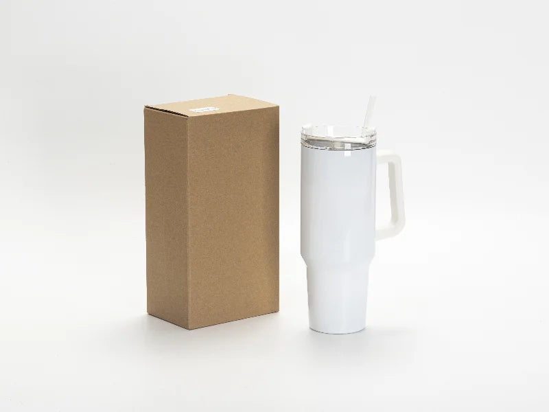 Sublimation Blanks 40oz 1200ml Stainless Steel White Travel Tumbler with White Handle
