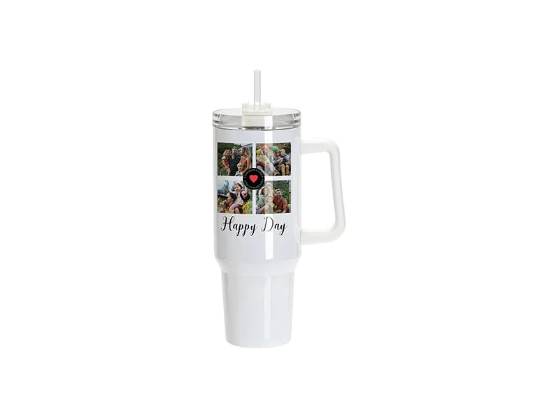 Sublimation Blanks 40oz 1200ml Stainless Steel White Travel Tumbler with White Handle