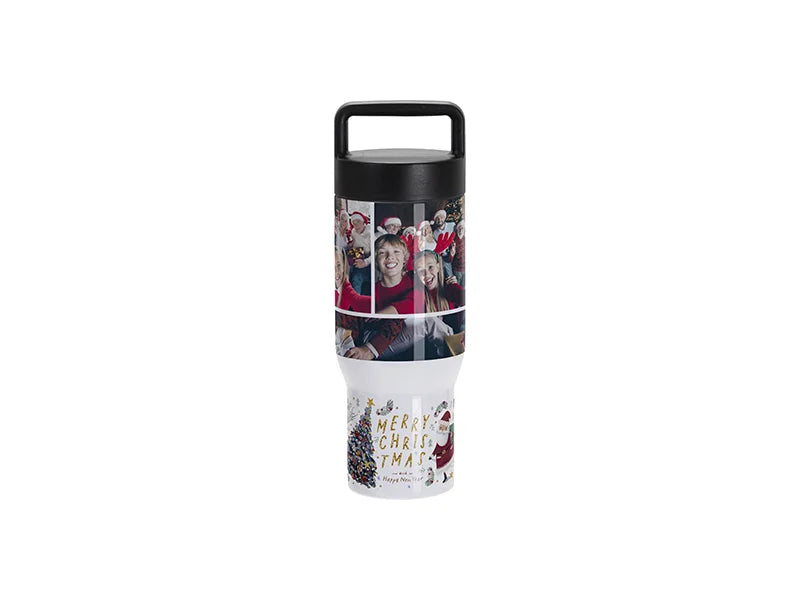 Sublimation Blanks 25oz/750ml Stainless Steel Travel Mug w/ Protable Black Lid (White)