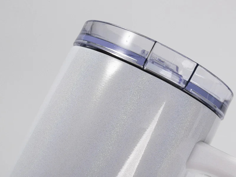 Sublimation Blanks 40oz/1200ml Stainless Steel Glitter Sparkling Tumbler with Lid & Straw (White)