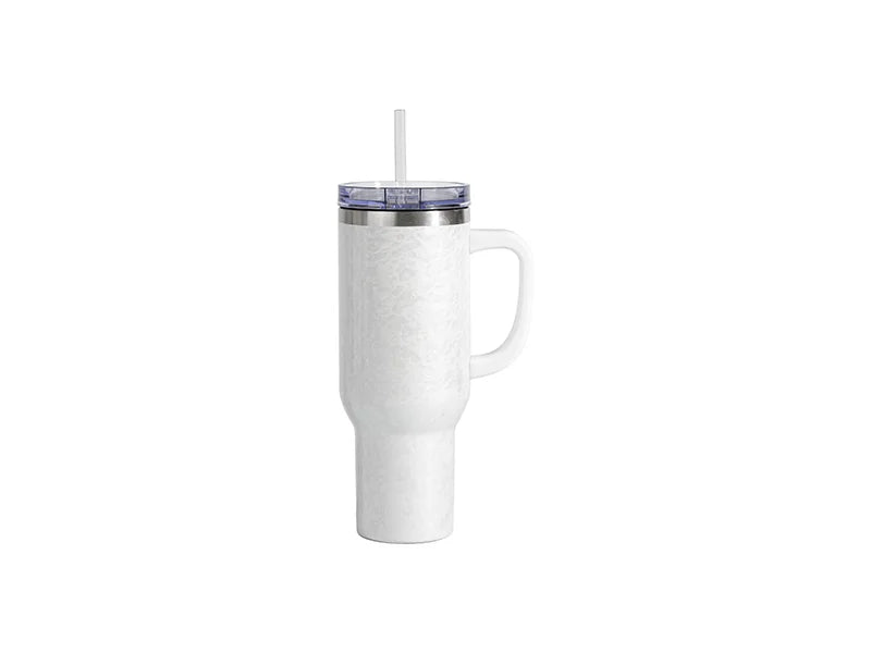 Sublimation 40oz/1200ml White Handle 3D Puffy Cloud Stainless Steel Travel Tumbler with Lid & Straw(White)