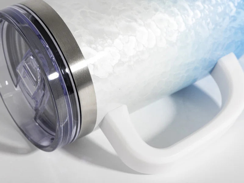 Sublimation 40oz/1200ml White Handle 3D Puffy Cloud Stainless Steel Travel Tumbler with Lid & Straw(Gradient White & Light Blue)