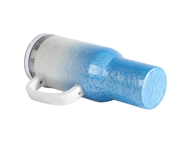 Sublimation 40oz/1200ml White Handle 3D Puffy Cloud Stainless Steel Travel Tumbler with Lid & Straw(Gradient White & Light Blue)