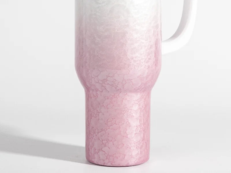 Sublimation 40oz/1200ml White Handle 3D Puffy Cloud Stainless Steel Travel Tumbler with Lid & Straw(Gradient White & Pink)