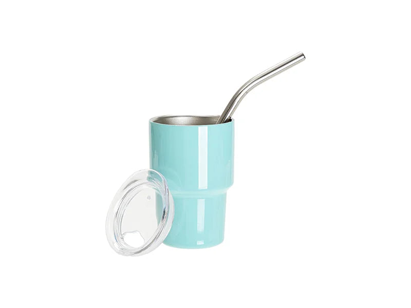 Sublimation Blanks 3oz/90ml Mini Stainless Steel Tumbler Shot Glass w/ Straw(Mint Green)