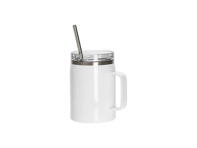 30oz/900ml Sublimation Blanks Stainless Steel Wine Barrel Tumbler with Slide Waterproof Lid & Straw(White)