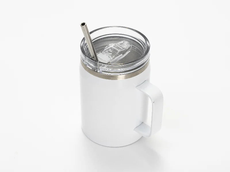 30oz/900ml Sublimation Blanks Stainless Steel Wine Barrel Tumbler with Slide Waterproof Lid & Straw(White)