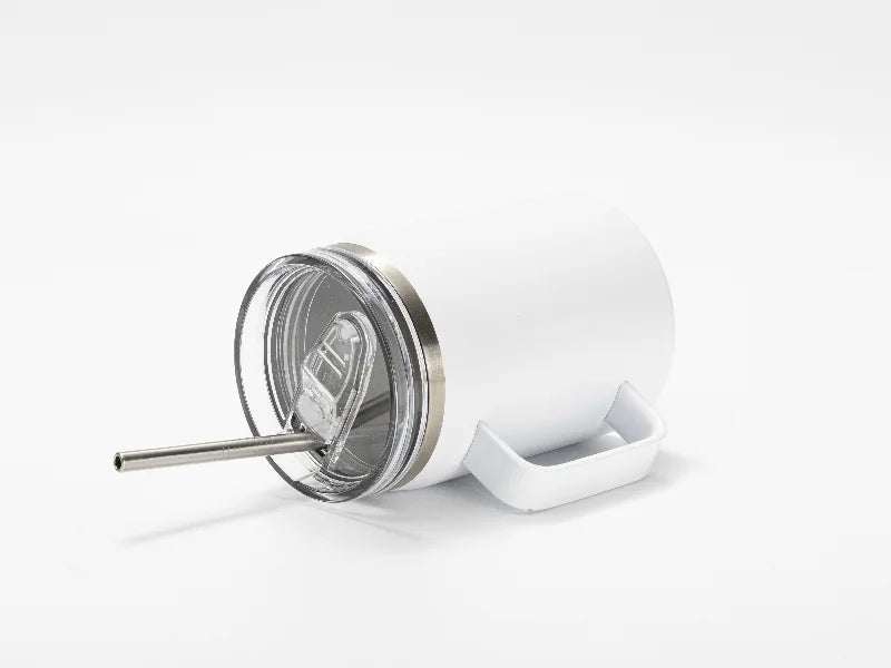 30oz/900ml Sublimation Blanks Stainless Steel Wine Barrel Tumbler with Slide Waterproof Lid & Straw(White)