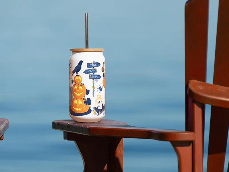 Sublimation Blanks 15oz/450ml Double Wall SS Can Mug with Bamboo Lid(White)