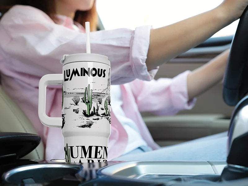 Sublimation Blanks 30oz/900ml Stainless Steel Travel Tumbler with Flip Lid & Straw(White Handle)