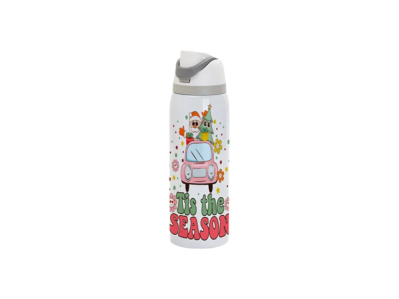 Sublimation 40oz/1200ml Stainless Steel Water Bottle with Flip One Touch Portable Lid (White)