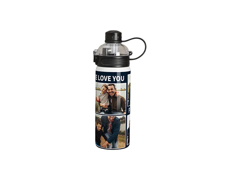 24oz/720ml Sublimation Stainless Steel Bottle w/ Black Pop Lid (White)