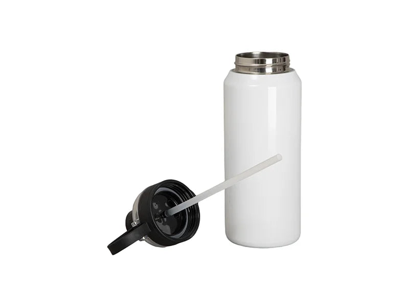 32oz/960ml Sublimation Stainless Steel Bottle w/ Black Pop Lid (White)