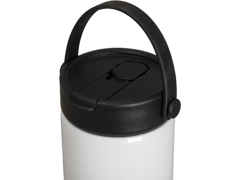 30oz/900ml Sublimation Stainless Steel Flask Tumbler w/ Portable Straw Lid (White)