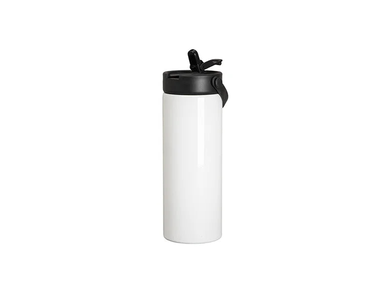 30oz/900ml Sublimation Stainless Steel Flask Tumbler w/ Portable Straw Lid (White)