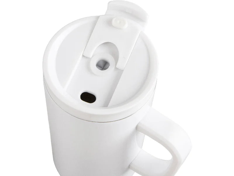 Sublimation 50oz/1500ml Stainless Steel White Travel Tumbler with Lid & Straw(White Handle)