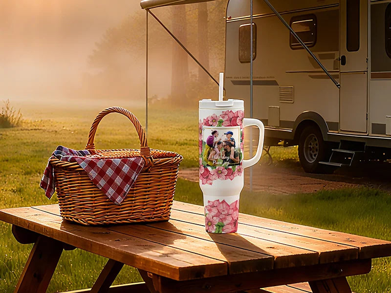 Sublimation 50oz/1500ml Stainless Steel White Travel Tumbler with Lid & Straw(White Handle)