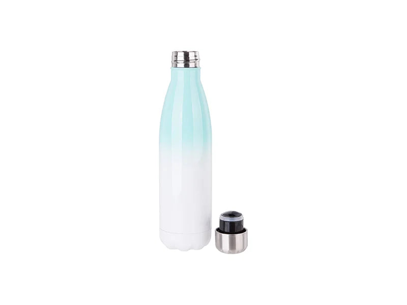 Sublimation 17oz/500ml Stainless Steel Cola Shaped Bottle (Gradient Color White&Green)