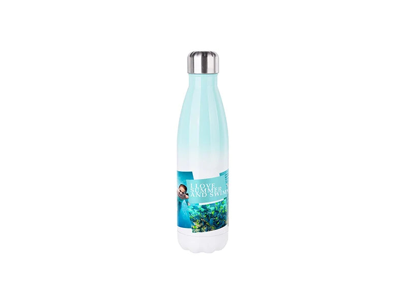 Sublimation 17oz/500ml Stainless Steel Cola Shaped Bottle (Gradient Color White&Green)