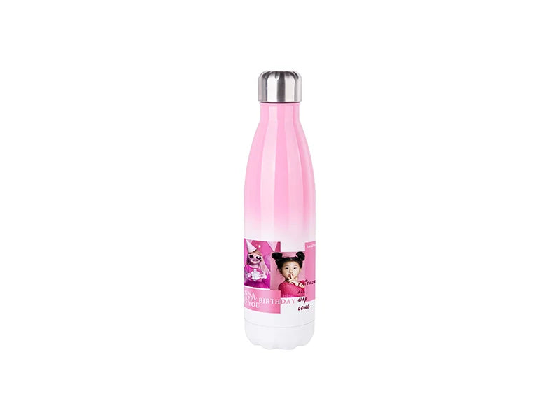 Sublimation 17oz/500ml Stainless Steel Cola Shaped Bottle (Gradient Color White&Pink)
